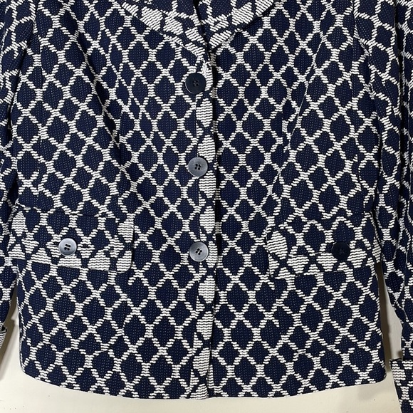NWT. Talbots 8 Navy White Tweed Three-Button Blazer. - Picture 4 of 11